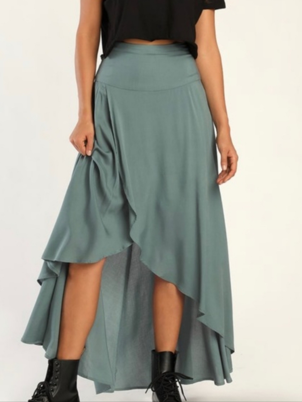 O'Neill Sage Green High-Low Wrap Skirt